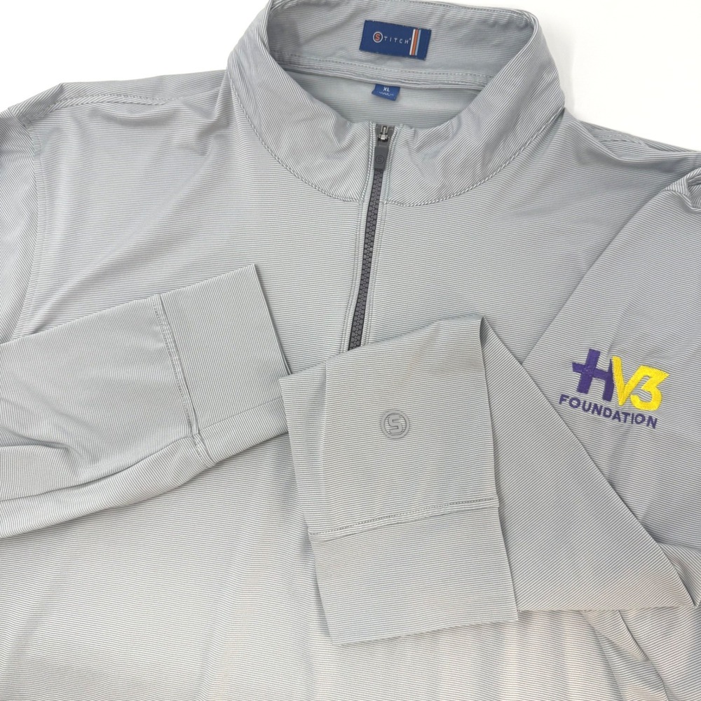 Stitch Golf Mens XL Gray Micro Stripe HV3 Foundation 1/4 Zip Pullover